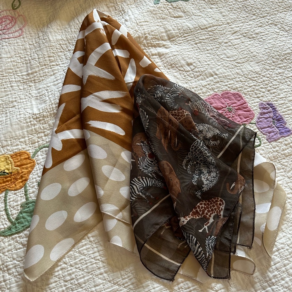 SOLD- Set of 2 vintage silk scarves